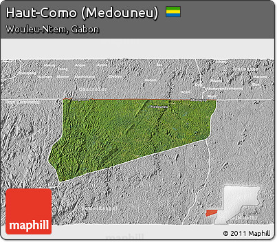 Satellite 3D Map of Haut-Como (Medouneu), lighten, desaturated