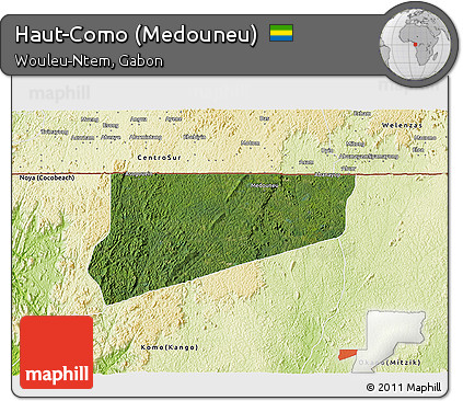 Satellite 3D Map of Haut-Como (Medouneu), physical outside