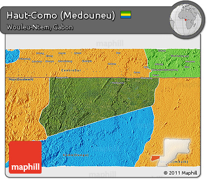 Satellite 3D Map of Haut-Como (Medouneu), political outside