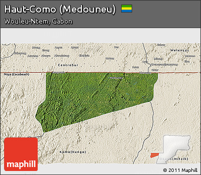 Satellite 3D Map of Haut-Como (Medouneu), shaded relief outside