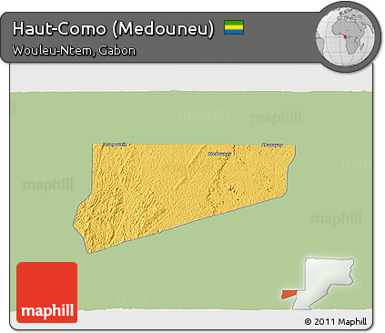Savanna Style 3D Map of Haut-Como (Medouneu), single color outside