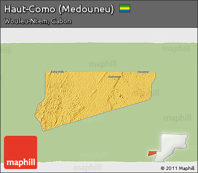 Savanna Style 3D Map of Haut-Como (Medouneu), single color outside
