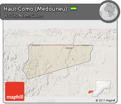 Shaded Relief 3D Map of Haut-Como (Medouneu), lighten
