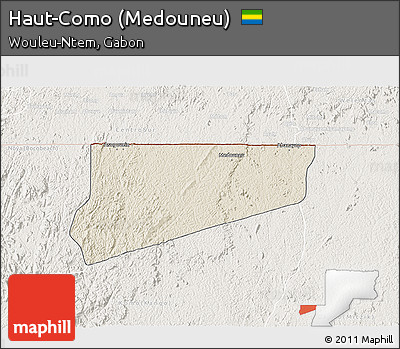 Shaded Relief 3D Map of Haut-Como (Medouneu), lighten