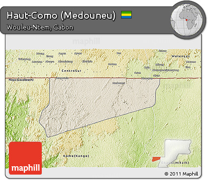 Shaded Relief 3D Map of Haut-Como (Medouneu), physical outside