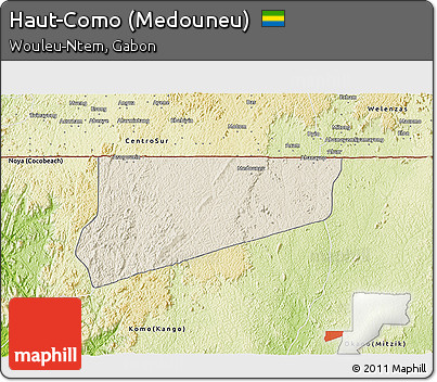Shaded Relief 3D Map of Haut-Como (Medouneu), physical outside