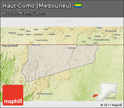 Shaded Relief 3D Map of Haut-Como (Medouneu), physical outside