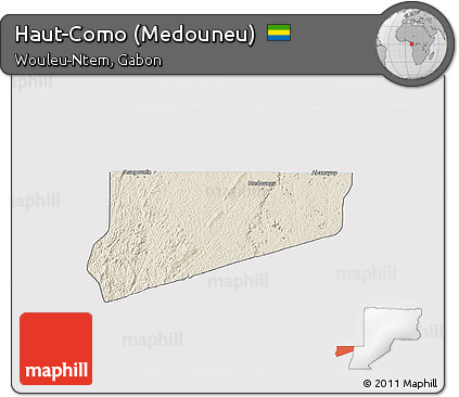 Shaded Relief 3D Map of Haut-Como (Medouneu), single color outside