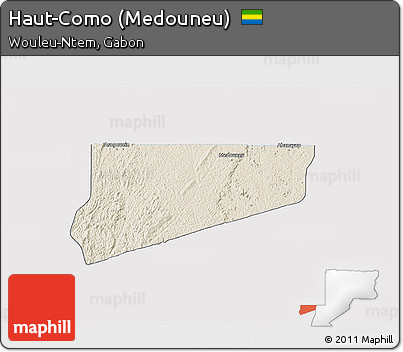 Shaded Relief 3D Map of Haut-Como (Medouneu), single color outside