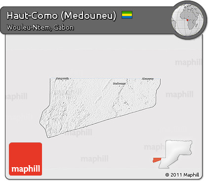 Silver Style 3D Map of Haut-Como (Medouneu), single color outside