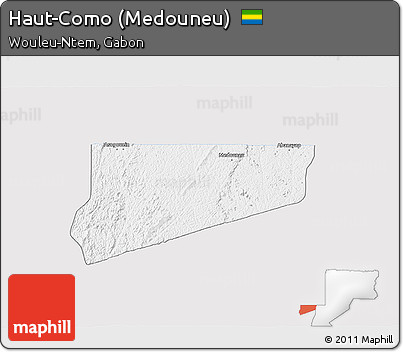 Silver Style 3D Map of Haut-Como (Medouneu), single color outside