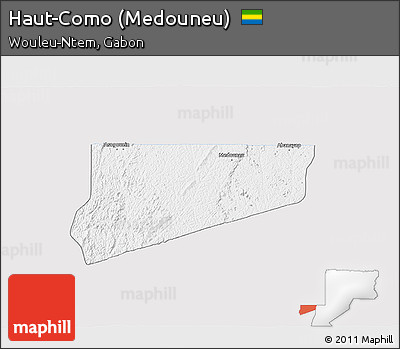 Silver Style 3D Map of Haut-Como (Medouneu), single color outside