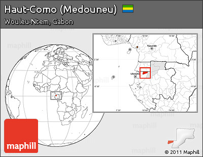Blank Location Map of Haut-Como (Medouneu), highlighted parent region