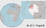 Gray Location Map of Haut-Como (Medouneu), highlighted country, within the entire country, hill shading