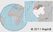 Gray Location Map of Haut-Como (Medouneu), highlighted country, highlighted parent region, within the entire country, hill shading