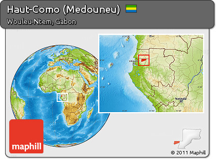 Physical Location Map of Haut-Como (Medouneu), within the entire country