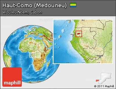 Physical Location Map of Haut-Como (Medouneu), within the entire country