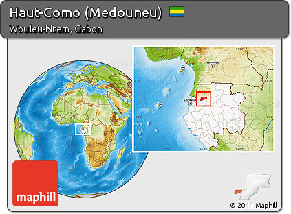 Physical Location Map of Haut-Como (Medouneu), highlighted country