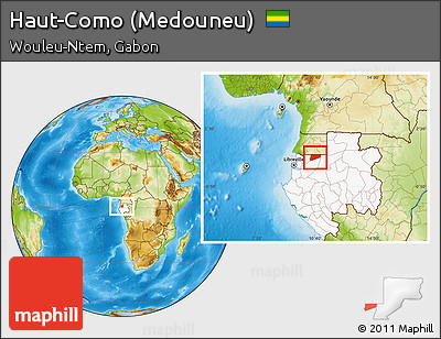 Physical Location Map of Haut-Como (Medouneu), highlighted country