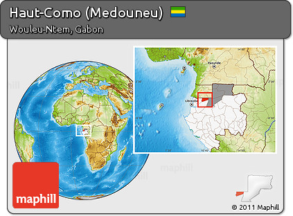 Physical Location Map of Haut-Como (Medouneu), highlighted country, highlighted parent region