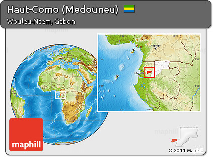 Physical Location Map of Haut-Como (Medouneu), highlighted parent region