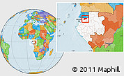 Political Location Map of Haut-Como (Medouneu), highlighted country, within the entire country