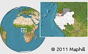 Satellite Location Map of Haut-Como (Medouneu), highlighted country, highlighted parent region, within the entire country