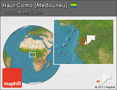 Satellite Location Map of Haut-Como (Medouneu), highlighted parent region