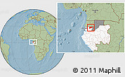 Savanna Style Location Map of Haut-Como (Medouneu), highlighted country, highlighted parent region, hill shading