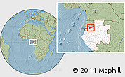 Savanna Style Location Map of Haut-Como (Medouneu), highlighted country, hill shading