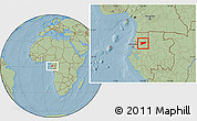 Savanna Style Location Map of Haut-Como (Medouneu), hill shading