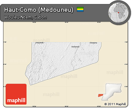 Classic Style Map of Haut-Como (Medouneu), single color outside