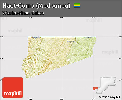 Physical Map of Haut-Como (Medouneu), cropped outside