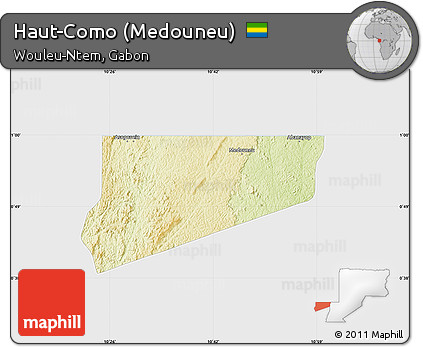 Physical Map of Haut-Como (Medouneu), single color outside