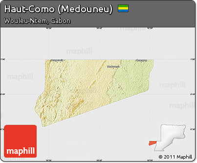 Physical Map of Haut-Como (Medouneu), single color outside