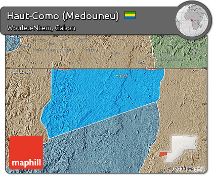 Political Map of Haut-Como (Medouneu), semi-desaturated