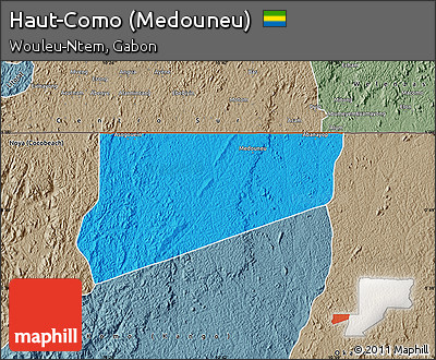 Political Map of Haut-Como (Medouneu), semi-desaturated