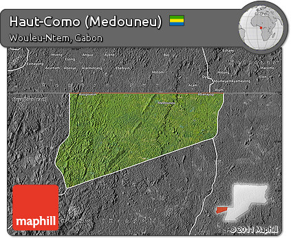 Satellite Map of Haut-Como (Medouneu), desaturated