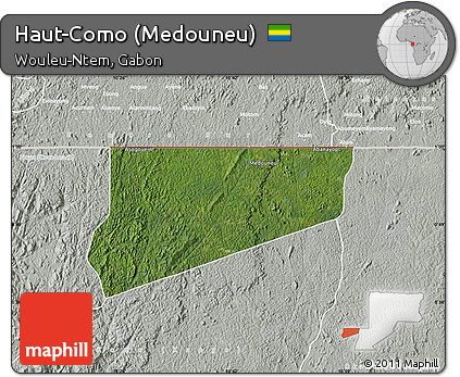 Satellite Map of Haut-Como (Medouneu), lighten, semi-desaturated