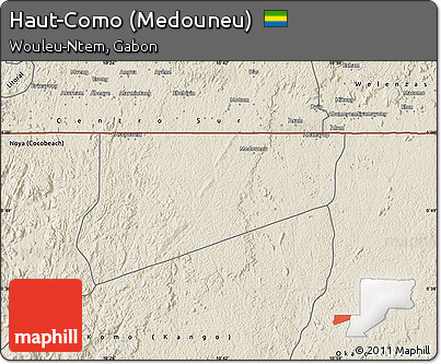 Shaded Relief Map of Haut-Como (Medouneu)