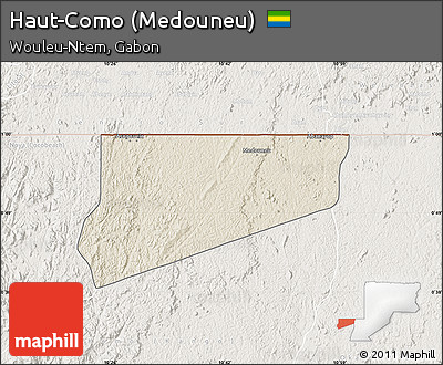 Shaded Relief Map of Haut-Como (Medouneu), lighten