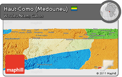 Physical Panoramic Map of Haut-Como (Medouneu), political outside