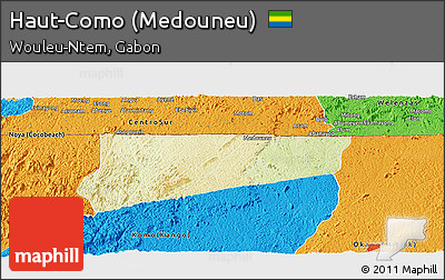 Physical Panoramic Map of Haut-Como (Medouneu), political outside