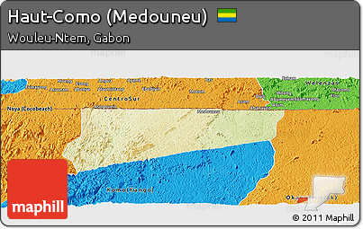 Physical Panoramic Map of Haut-Como (Medouneu), political outside
