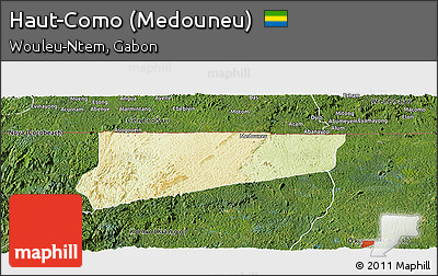 Physical Panoramic Map of Haut-Como (Medouneu), satellite outside