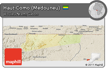 Physical Panoramic Map of Haut-Como (Medouneu), shaded relief outside