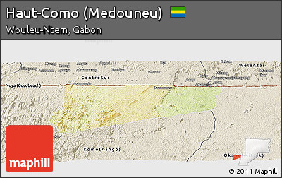 Physical Panoramic Map of Haut-Como (Medouneu), shaded relief outside