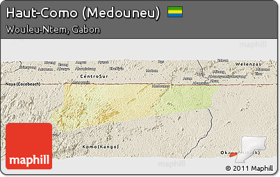 Physical Panoramic Map of Haut-Como (Medouneu), shaded relief outside