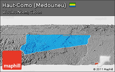 Political Panoramic Map of Haut-Como (Medouneu), desaturated