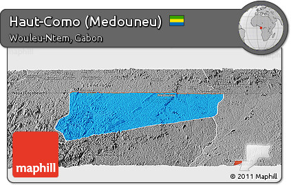 Political Panoramic Map of Haut-Como (Medouneu), desaturated